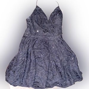 black sequin dress with cross back